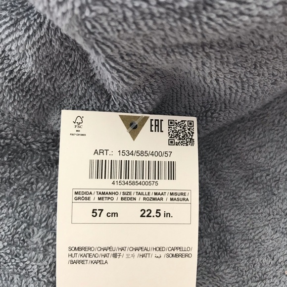 Zara Cotton Linen Blend Terry Bucket Hat - Blue - Picture 6 of 6